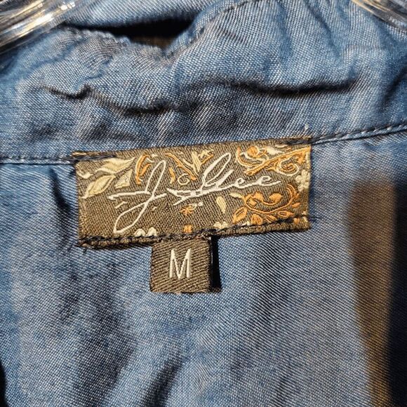 J. Gee Dress Womens Medium Blue Denim Shirt Dress Lyocell Collar Button Front - Picture 2 of 9